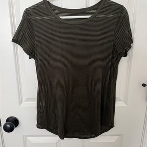 lululemon athletica Olive Sheer-Stripe Short Sleeve Tee